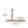 Wooden organizer rack with four hooks and cat-eared base tray in natural wood finish - Large Style Rack