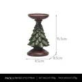 Green resin Christmas tree candle holder with wood-textured base, 15.5cm tall - Medium / Green