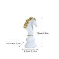 Wit hars schaakstuk paard standbeeld met gouden accenten en een hoogte van 20cm - Paard (Wit)