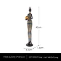 Artistic 42cm African woman statue in ethnic geometric dress holding golden vessel - African Woman Holding Pot - Hat - Multicolor