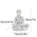 White resin Hanuman deity statue measuring 18cm height for home shelf decoration - White Hanuman