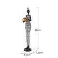 African woman resin statue with gold accents and size dimensions 42cm high - Hatted African Woman / Black and White