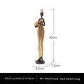 African woman statue with golden sphere and tribal dress patterns 42cm height - African Woman Holding Pot - Hat - Gold