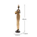 Tall bronze African woman statue with gold accents and 42cm height dimensions - Hatted African Woman / Gold