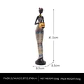 African tribal woman resin figurine in colorful geometric dress holding golden jar - African Woman Holding Pot - Headscarf - Multicolor