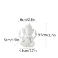 Gedetailleerde afmetingen van het Ganesha-beeld van hars in een witte matte afwerking - Klein / Wit