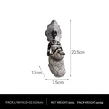 Figurine de femme tribale africaine en résine agenouillée tenant un pot aux motifs géométriques - Femme Africaine à Genoux Tenant un Pot - Motif Noir