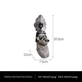 African tribal woman resin statue with geometric pattern motifs and pottery jar - Kneeling Woman Holding Pot / Brown