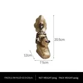Figurine de femme africaine à genoux en résine avec parure dorée, hauteur 20,5 cm - Femme Africaine à Genoux Tenant un Pot - Motif Marron