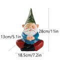 Detailed dimensions of sitting garden gnome resin ornament measuring 28cm in height - Meditation Pose / Green Hat