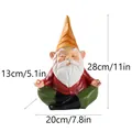Detailed size dimensions of resin yoga garden gnome showing 11 inch height and 7.8 inch width - Meditation Pose / Yellow Hat
