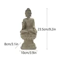 Statua di Buddha Zen su base loto in resina grigia, altezza 23,5cm per la casa - Abhaya Mudra Piccolo