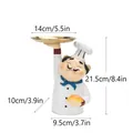 Figurine de chef en résine avec plateau doré, hauteur 21,5 cm, décor blanc et bleu - Plateau de Chef