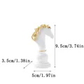White and gold resin horse chess piece knight sculpture with size measurements - White Knight