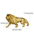 Golden lion resin ornament in walking pose, 25.5cm length with metallic gold finish - Small Lion