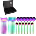 Ménagère 24 pièces en acier inoxydable arc-en-ciel avec boîte cadeau noire de luxe - Iridescent