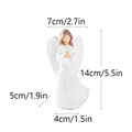 White resin angel figurine in prayer pose with wood-carved texture and dimensions - White