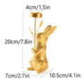 Golden bunny resin candle holder figurine with leaf branch tray for home decor - Holding Hands Rabbit