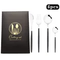 Détail du service de couverts 4 pièces en acier inoxydable noir mat et argent avec coffret - Argent Noir