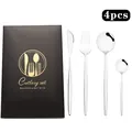 Set de couverts en acier inoxydable poli avec manches fins dans une boîte cadeau noire - Argent Blanc