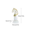 White and gold resin chess knight statue with baroque details and 19cm height scale - Chess Knight Statue White