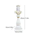 White and gold queen chess statue figurine, resin home decor piece, 29cm height - Chess Queen Statue White