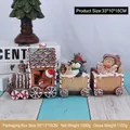 Trenino di Natale in resina con orso, pinguino e coniglio, misura 33x10x15cm - Treno di Biscotti (RRW105-E) / Marrone
