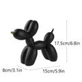 Escultura de perro globo en resina negro mate con nariz dorada y medidas de 17,5 cm - Negro (Nariz Dorada)