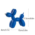 Sculpture de chien ballon bleu marine mat en résine avec nez doré et dimensions - Bleu (Nez Doré)