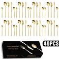 Detail von 40-teiligem gold-Edelstahl-Besteckset mit eleganter schwarzer Geschenkbox - Gold