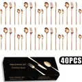 Detailansicht 40-teiliges Besteckset aus roségoldenem Edelstahl mit eleganter Geschenkbox - Roségold