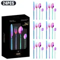 Coffret de 24 pièces de couverts en acier inoxydable arc-en-ciel avec boîte cadeau noire - Iridescent