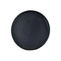 Modern minimalist round black ceramic steak plate with a matte stone finish - Small Style