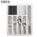 72-piece stainless steel cutlery set with storage organizer tray in mirror finish - Silver [storage Box *1 + 12 Pieces Of 6-piece Cutlery Set]