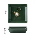 Bandeja cuadrada de cerámica verde oscuro para joyas y anillos, tamaño 10x2,5 cm - 10cmx10cmx2.5cm / Verde Oscuro