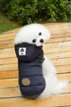 Gesteppte dunkelblaue Hunde-Pufferweste mit Schnurrbart-Patch für kleine Hunde - S / Marineblau