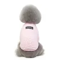 Detailansicht der rosa Fleece-Hundejacke mit gewebtem Markenetikett auf warmem Stoff - S / Rosa