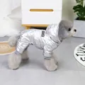 Silberner Metallic-Hunde-Winteroverall mit warmer Kapuze und winddichtem Stoff für kleine Tiere - S / Silber
