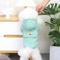 Detail van een mintgroene corduroy huisdier hoodie met een schattige berenpatch achterop - S / Groen