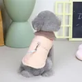 Rosa gesteppte Haustierjacke mit Pelzkragen und D-Ring zur Leinenbefestigung am Hund - S / Rosa