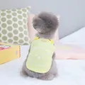 Detail of yellow mesh dog vest with bear print and soft waffle texture for small pets - S / Yellow