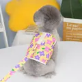 Floral pet harness vest and leash set with yellow floral pattern for small dogs - S / Yellow