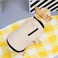 Detail of pet cotton vest featuring a functional zipper pocket and silver D-ring - S / Khaki