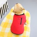 Red pet vest featuring a convenient metal D-ring for leash and a zipper pocket detail - S / Red