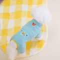 Mono de forro polar azul claro para mascotas con cordón ajustable y borde amarillo - S / Azul