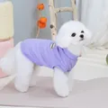 Détail du t-shirt côtelé lilas pour animaux avec un écusson Good décoratif pour chiens - S / Bleu