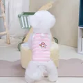 Pink and white striped pet vest featuring cartoon embroidery and a functional D-ring - S / Pink Stripe