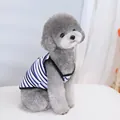 Primer plano de chaleco de rayas azul y negro para mascota en un caniche con luz suave - S / Rayas azules y blancas