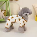 Detail von Baumwoll-Schlafanzug für Haustiere mit Bärenprint auf Hundemodel - S / Weiß