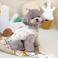 Detail of floral pet vest with diamond quilted texture on a grey poodle - S / Yellow Purple Floral Style